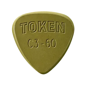 TOKEN C3-60 Pick - Two-Round Cut Green Material Polyamide-Imide for Guitar & Mandolin Players 1.52 mm Thickness