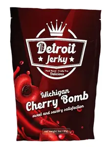 Detroit Jerky - Michigan Cherry Bomb!  A deliciously sweet & savory plant based jerky that is sure to be a big hit for all jerky jerks!
