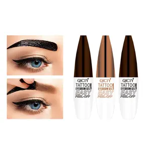 QICIY Waterproof Sweatproof Eyebrow Gel - Semi-Permanent Long Lasting Black Brown Tearing-Off Formula with Quick-Drying Pigmented Film Easy Peel-Off Makeup Cosmetic 01#Brown - Daily eyebrow pencil