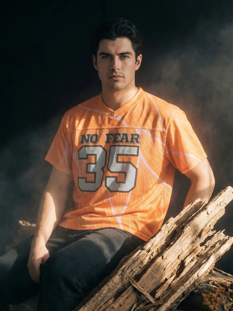 No Fear Orange Boxy Football Jersey