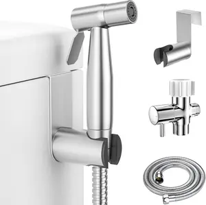 Handheld Bidet Sprayer for Toilet-Adjustable Water Pressure Jet Spray with Bidet Hose for Feminine Wash, Stainless Steel Muslim Shower Toilet Bidet Cloth Diaper Sprayer Set, Used for RV Toilets