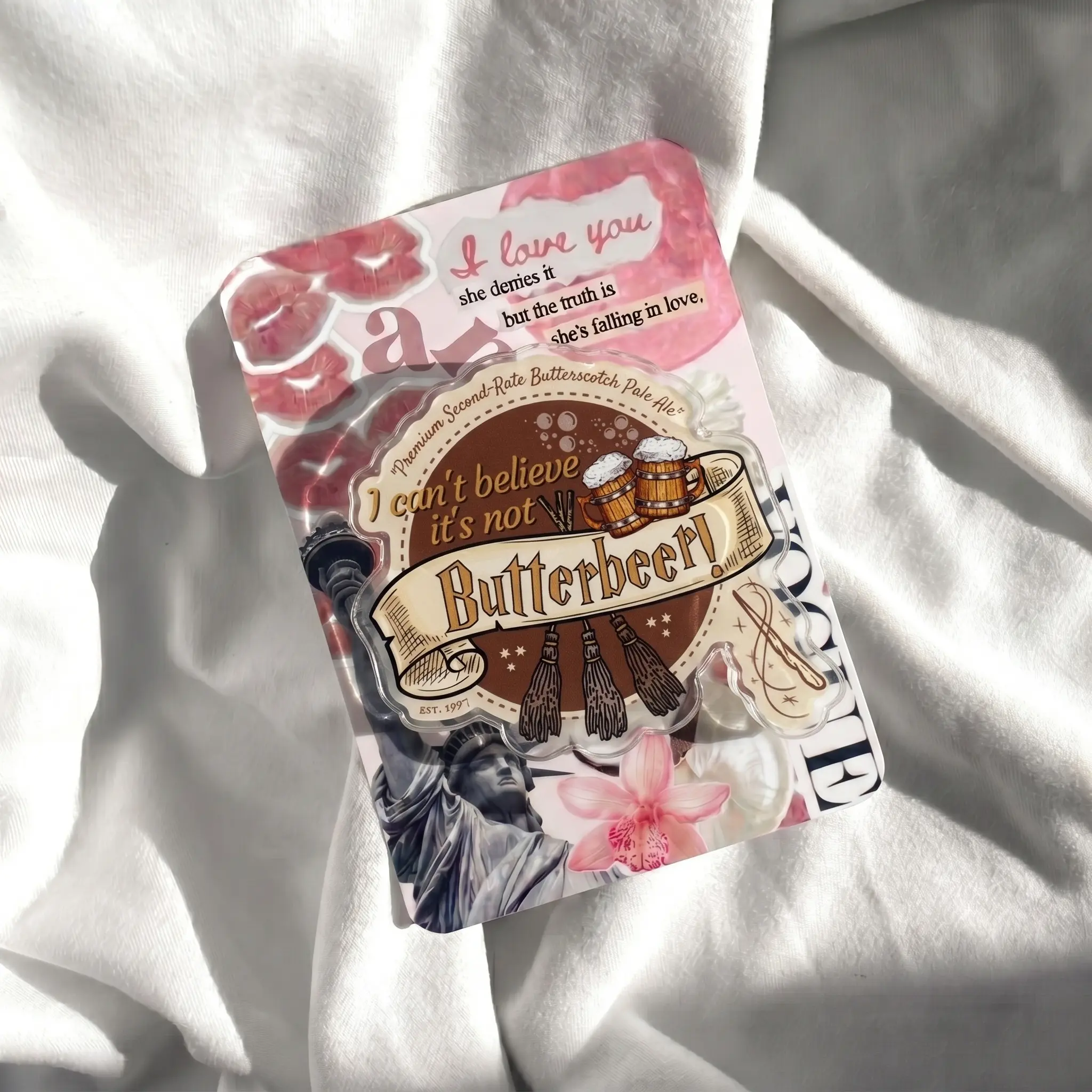 Magic School Drink Phone Grip - Butterscotch Pale Ale Acrylic Phone Stand - Wizarding World Inspired Phone Top - Cute Coquette Aesthetic Bookish Gift