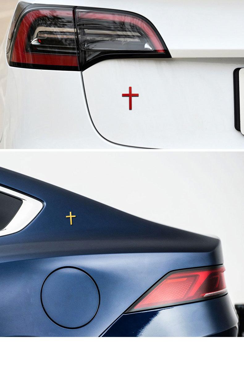 2/4 PCS – 3D Metal Cross Decals – Scratch-Concealing, Personalized Decorative Side Emblems