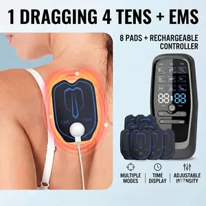 TENS Muscle Stimulator Massager with Heat, Vibration & Smart Dual-Channel, 1-Drag-4, 9 Modes, 30 Levels, Large LCD Screen Back-Shoulder-Neck Comfort Belt, Father's Day Gifts for Men