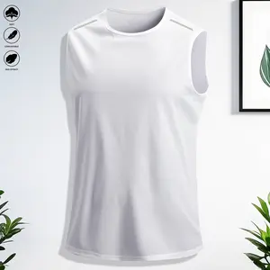 Men’s sports tank top, quick-dry sleeveless T-shirt, solid color, suitable for workouts, fitness, running, and casual wear