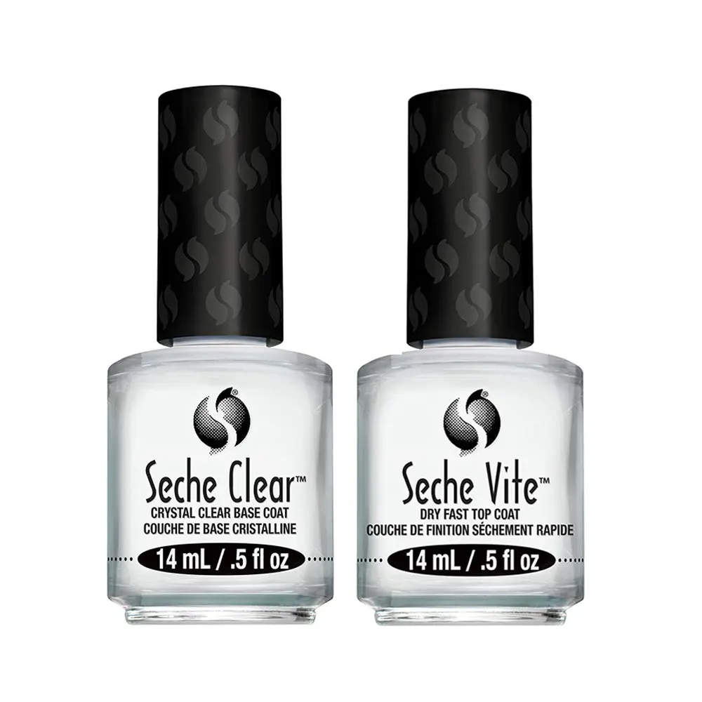 Seche Durable Nail Care Manicure Cosmetic Set - Clear Base Coat, Glossy Smooth Top Coat for Nail Polish