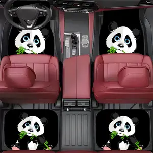 4pcs Luxury Panda Car Floor Liners Compatible for Fit - All-Weather Front & Rear Protection, Cute Panda Design, Heavy-Duty - Vehicle Floor Mats Car Interior Accessory Suitable for Cars, SUVs, Vans