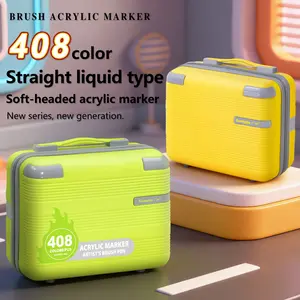 Guangna New 360/408 Color Liquid Acrylic Markers Set, Travel Bag Gift Box, Stackable, DIY Art Creation, Coloring Supplies, Office Supplies, Valentine's Day Gift