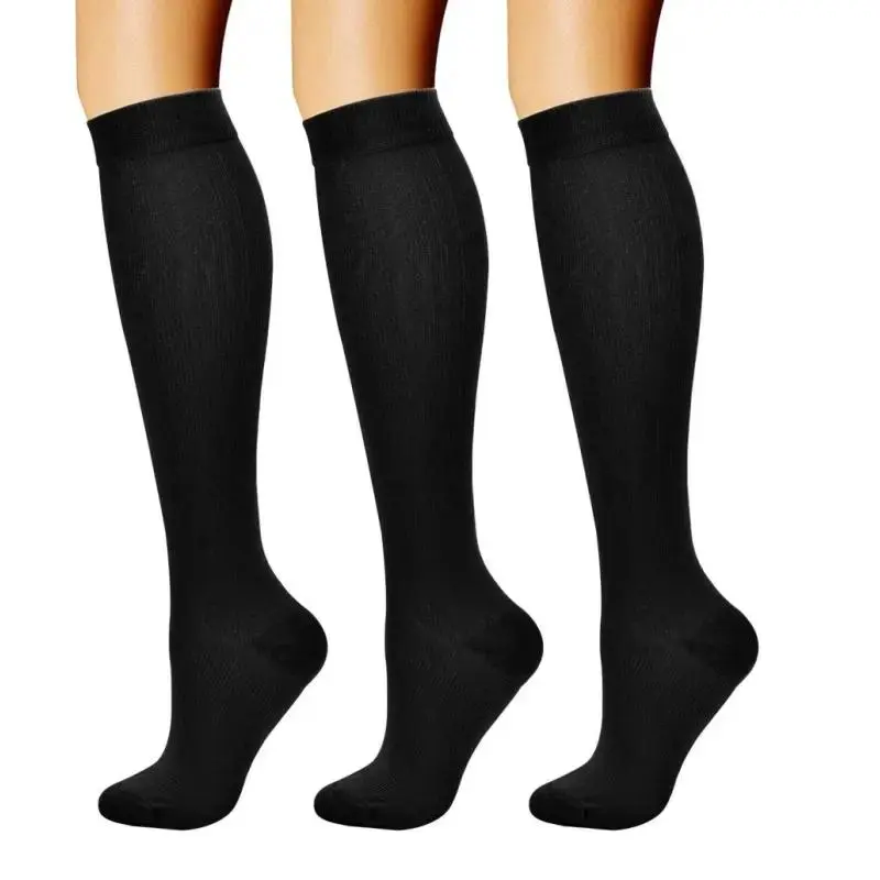 Blood Circulation Compression Socks, 3 Pairs Unisex Sports Socks for Running Cycling, Comfy Breathable Casual Stylish Socks for Men & Women