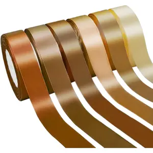 150 Yards Brown Satin Ribbon 1 Inch 6 Rolls Assortment Ribbons for Crafts  Wrapping Flower Bouquet Wedding Invitations Birthday Party Festival Decoration Hair Bows