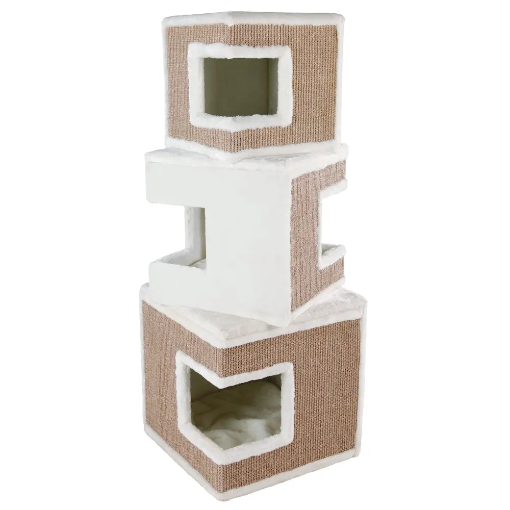Lilo Plush & Sisal 3-Level 48.4" Cat Condo Tower with Removable Cushions, Brown