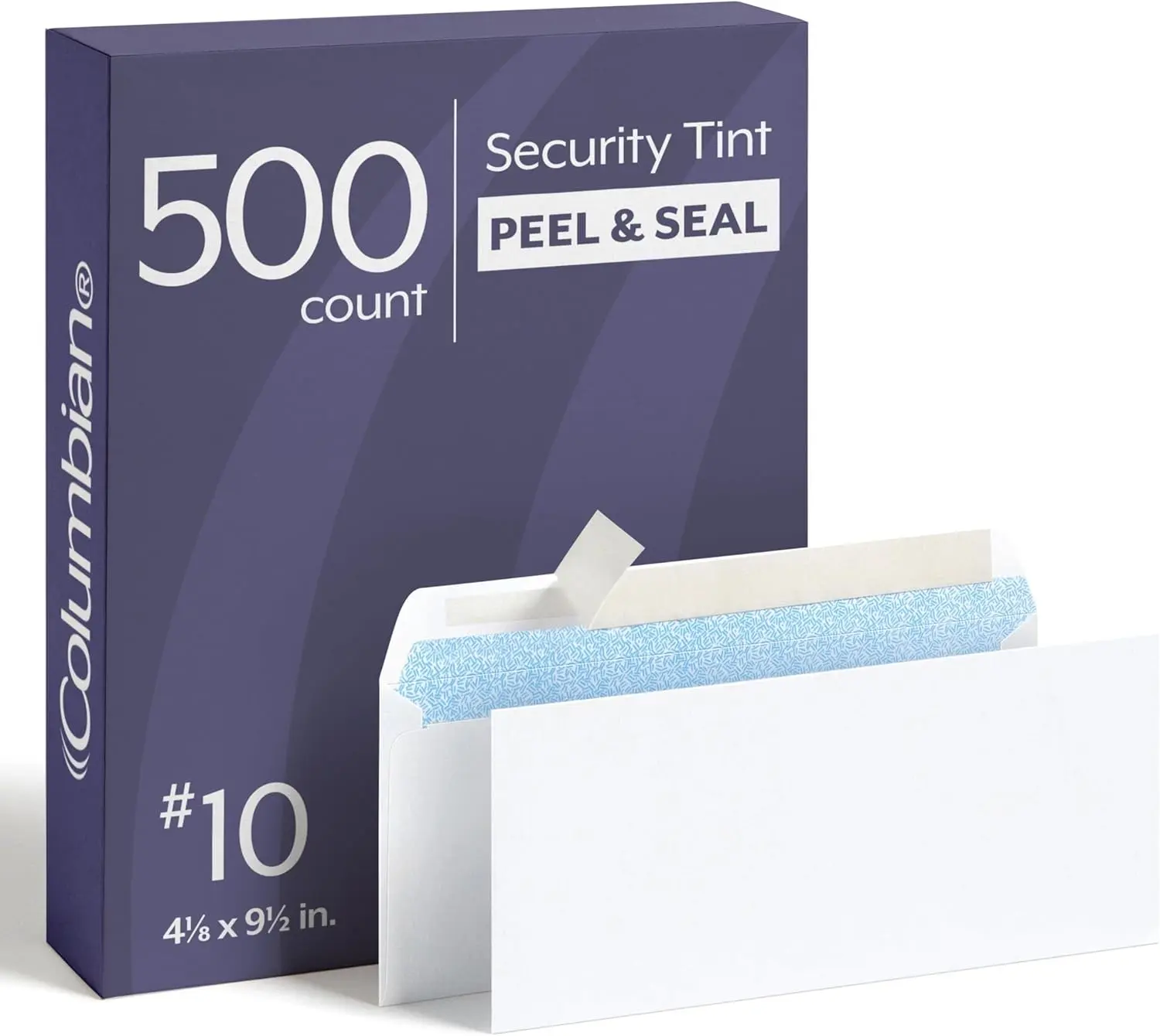 Columbian #10 Security Envelopes, 500 Pack, Self Seal Envelopes for Home, School, and Business Mailings, No Window, 4-1/8 x 9-1/2 Inches, Durable 24 lb White Paper