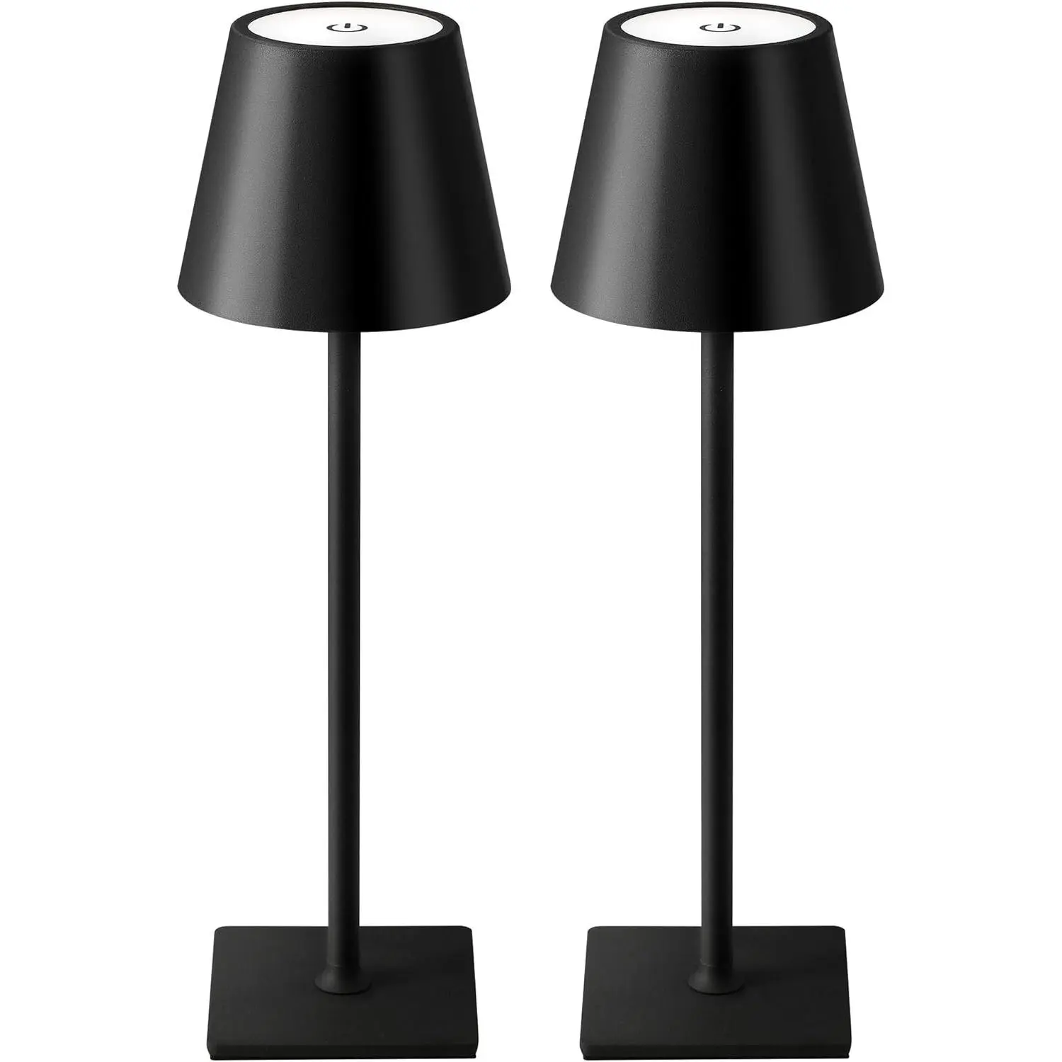 2 Pack Cordless Table Lamp, Portable LED Desk Lamps, 5000mAh Battery Operated, 3 Color Stepless Dimming Up, for Restaurant, Bedroom, Outdoor Camping, Coffee Shop, Night Light, Rechargeable (Black)