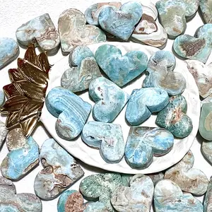Hemimorphite Stone Crystal Heart Shape Sky Blue Love Healing Reiki Gem Home Decoration Crystal Calm