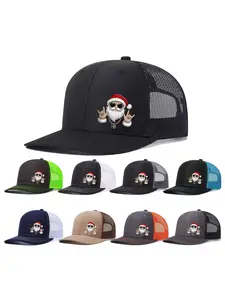Unisex Baseball Cap, Santa Claus Printed Mesh Hat, Graphic Trucker Hat, Adjustable Trucker Style, Casual All-Season Wear, Perfect Christmas Gift