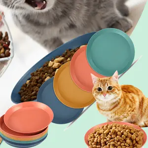 12PCS Shallow Rim Cat Bowls,Solid Color,Durable Plastic Water and Food Dishes for Cats,Ideal for Dry and Wet Food feeding