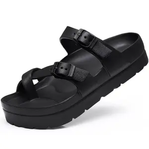 Platform Sandals for Women with Arch Support and Cushion Slides, Adjustable Buckle, Lightweight and Thick Soles - Perfect for Summer - Girl Footwear Shoe Walking Shoes Wedge Flip Flops Comfortable Flatform Makapal platform ladies sandals 2025 KhakiGift