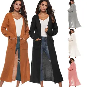 Women's Plus Size Long Cardigan – European Style Thick Kimono Sweater with Asymmetrical Hem