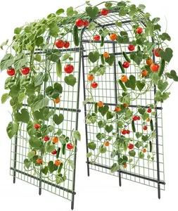 Arch Trellis Metal with Netting for Climbing Plants,Vertical Plant Support, Windproof with Ground Clips, Versatile for Garden, Wedding, and Outdoor Decor