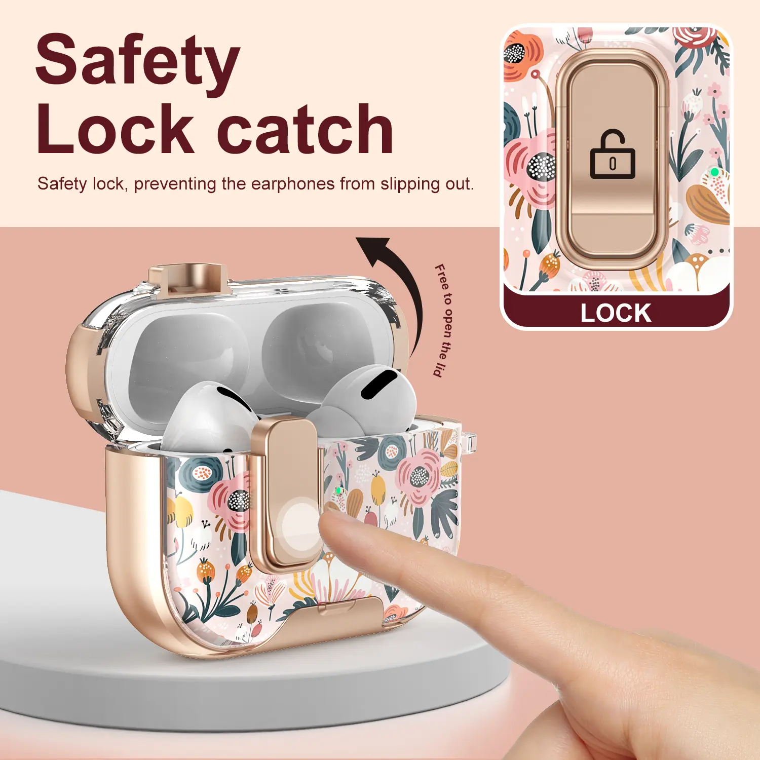 Creative Lockable Pop-Up Earphone Case for AirPods Pro 3, Compatible with AirPods 1/2/3/4, Stylish Protective Cover Protection Headphone Accessories