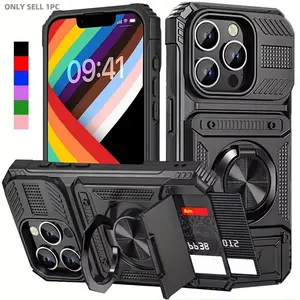 Heavy-Duty Shockproof Phone Case with metallic Stand, Compatible with iPhone 17 Pro Max 16 Pro Max 15 Pro Max 14 Pro Max 13 12 11, Durable Protective Cover, Shockproof Protector