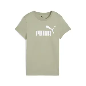 PUMA Womens Essentials Logo Crew Neck Short Sleeve Casual Tops Casual - Green