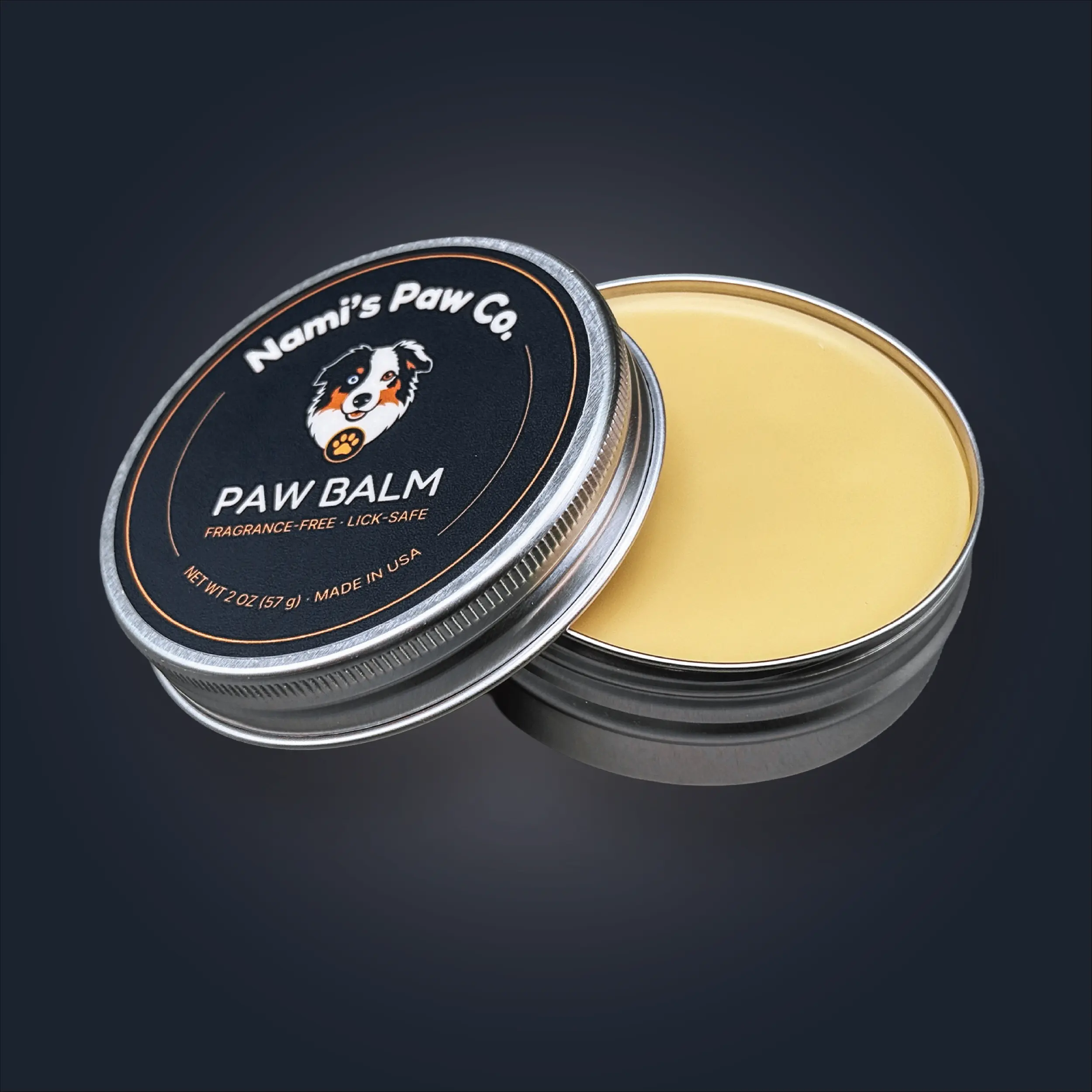 Nami's Paw Co. Dog Paw Balm for Dry, Cracked Paws | Lick-Safe Paw Pad Moisturizer & Soother for Rough Paws | Hot Pavement, Sand & Trail Dogs | Natural, Fragrance-Free Paw Butter & Pad Care, 2 oz (57 g)