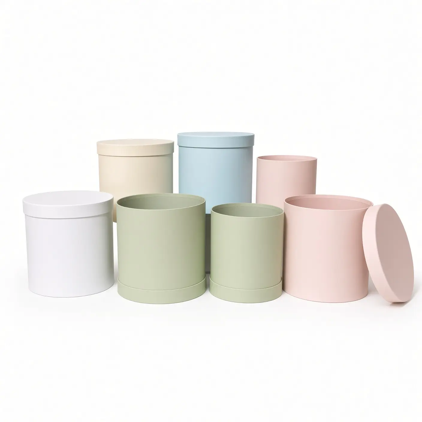 Set of 2 Round Flower Gift Boxes with Lids, Pastel Collection, W288