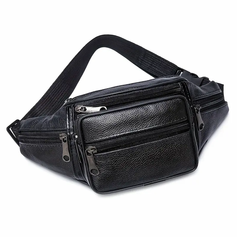 High Quality Genuine Faux Leather Waist Bag - Adjustable Shoulder Straps, Soft Cowhide Crossbody Bag, Suitable for Daily Commuting And Outdoor Running Sports