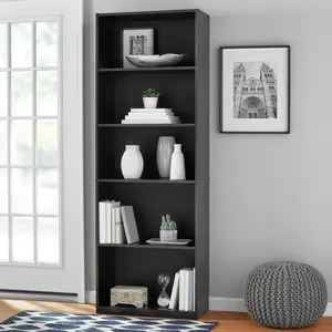 Mainstays 5-Shelf Bookcase with Adjustable Shelves White Storage Unit for Books & Decor Items
