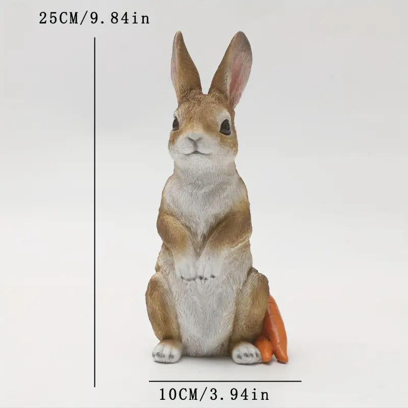 1pc Rustic Resin Standing Easter Bunny Figurine, Country Style Animal Theme for Garden Patio Decor, Outdoor Rabbit Sculpture, No Power Needed, Ground Installation creative small gift