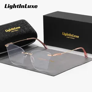 LightInLuxe Unisex trendy Frameless Clear Glasses, Outdoor Leisure Anti-Blue Light Clear Glasses