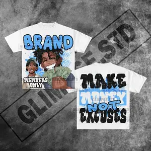 Y2K Graphic Make Money Not Excuse Personalize Printed Tshirt Casual Cotton Crewneck Classic