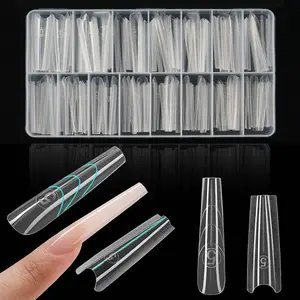 Original Sandwich Nails Dual Forms, 150pcs Almond Round Nail Mold, Quick Nails Extension, No Paper Forms, 15 Sizes, Salon Nail Art Tools