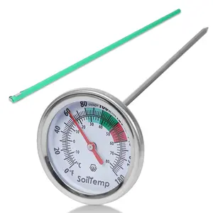 Compost Soil Thermometer  Soil Temperature Thermometer, 16 Inch Stainless Steel Stem, Ideal for Ground, Backyard Compost, Garden Soil(16'')