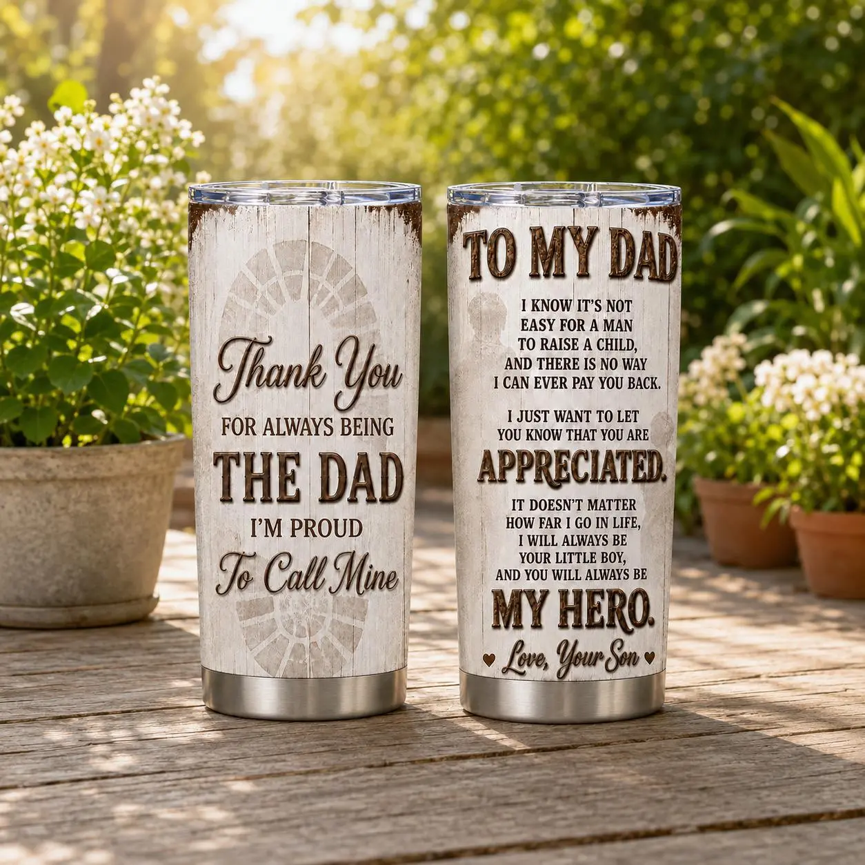 To My Dad From Son Tumbler, Thank You Dad My Hero Message, Meaningful Father Son Gift, 3D Effect Tumbler