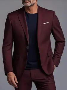 2pcs Classic Suit Set, Business Suits- Men's Formal Wear- Comfortable Fit, Stylish Jacket and Pants Combo for Weddings, Parties, Formal Events, Special Occasions, Business Casual Outfits
