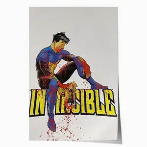 Frameless Art Poster: "Invincible Battle-Worn" – A Essential for Comic Book Aficionados.Ideal for Decking Out Gaming Rooms, Lounges, and as a Stunning Piece in Collectors' Display Decor Wall