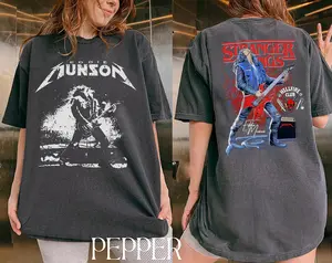 Eddie Playing Guitar Black And White Retro Shirt, Eddie Rock Tour Retro Black Shirt, TV Series Vintage Unisex TShirt