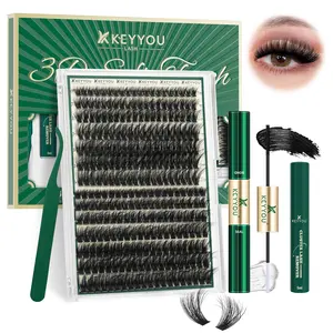 KEYYOU 3D Effect Eyelash Clusters Kit 280pcs 80D100D D Curl Individual Lashes Kit Wispy Lashes Volume Cluster Lashes Kit Natural Soft TikTok Shop SpringGlowUp