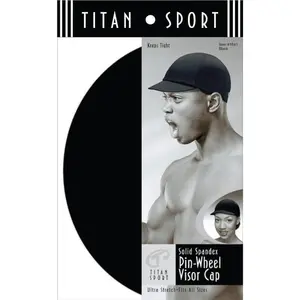 Titan Spandex Pin-Wheel Visor Cap for Sports - Ultra Stretch Head Cap, Breathable & Lightweight - Black