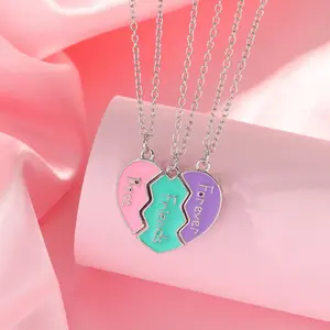 Magnetic Best Friends Forever Heart Necklace for 3 – BFF Matching Friendship Puzzle Pendant Necklace Set for Besties Girls Birthday Christmas Gift