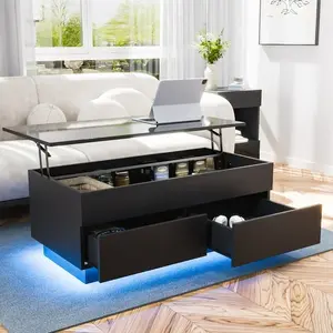 Hommpa Plus  Coffee Table, Lift Top Coffee Tables for Living Room, LED Lift Top Coffee Table with Storage Modern Coffee Tables for Living Room