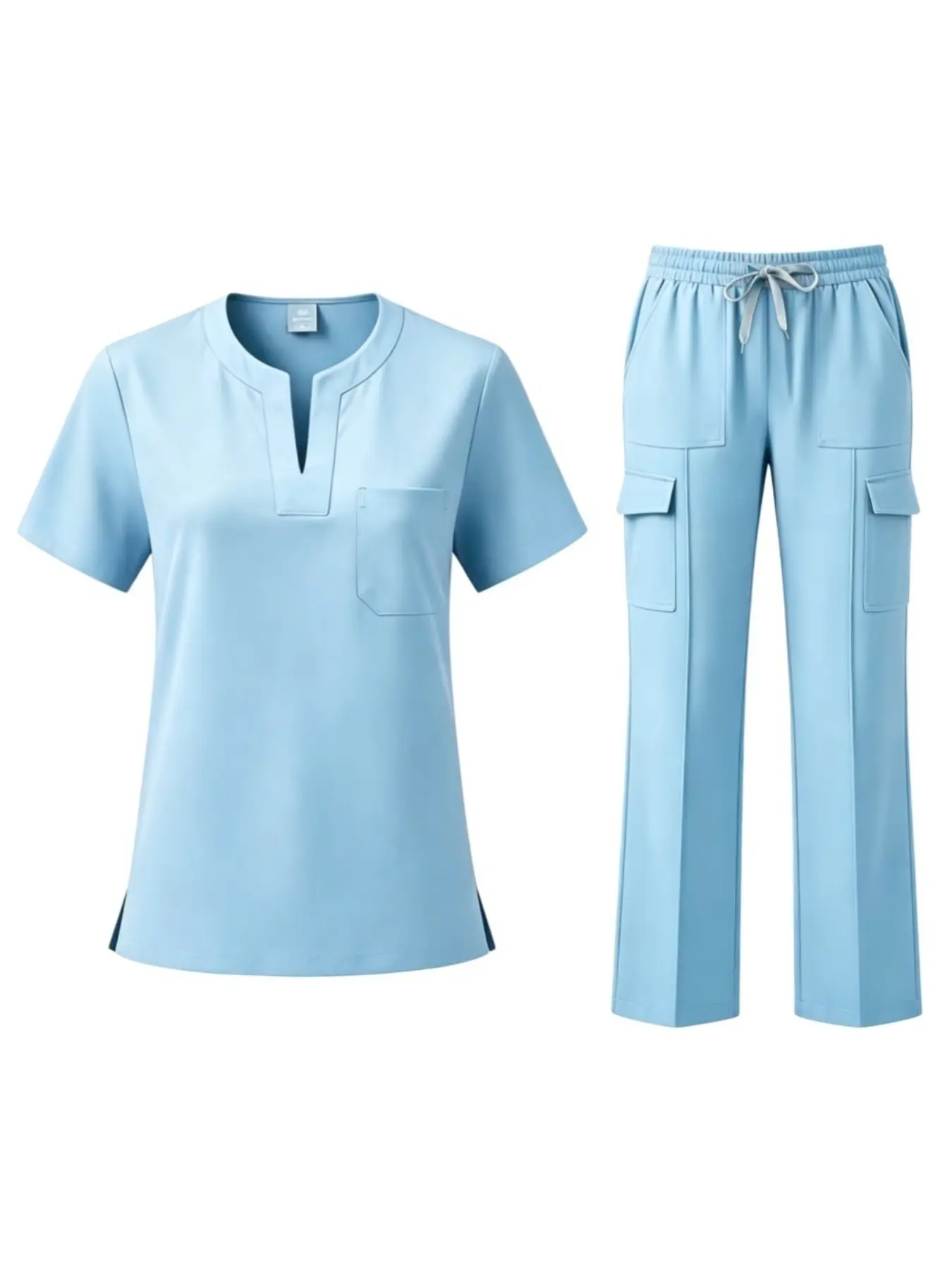 Men Multi Color Short Sleeve Scrub Set, Breathable Lightweight Top with Pants Trouser for Pet Shop Spa Beauty Salon Vet Clinic Workwear Uniforms