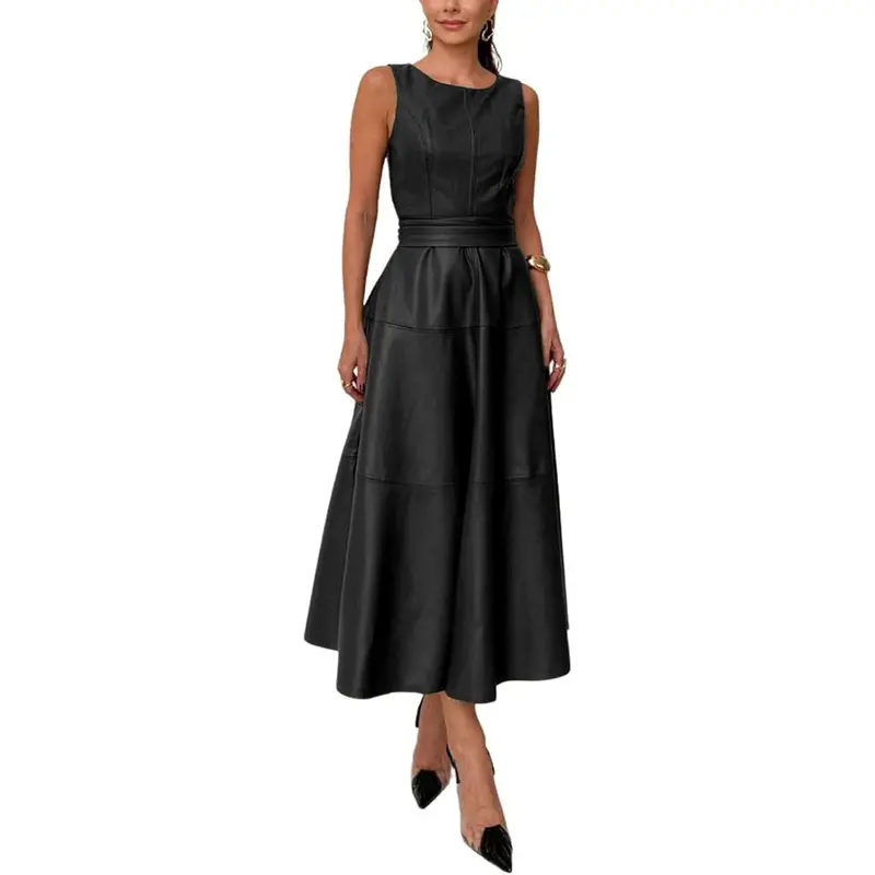 chinese dress ladies Fauber Faux Leather Mini Dress Black / 8 main image 0