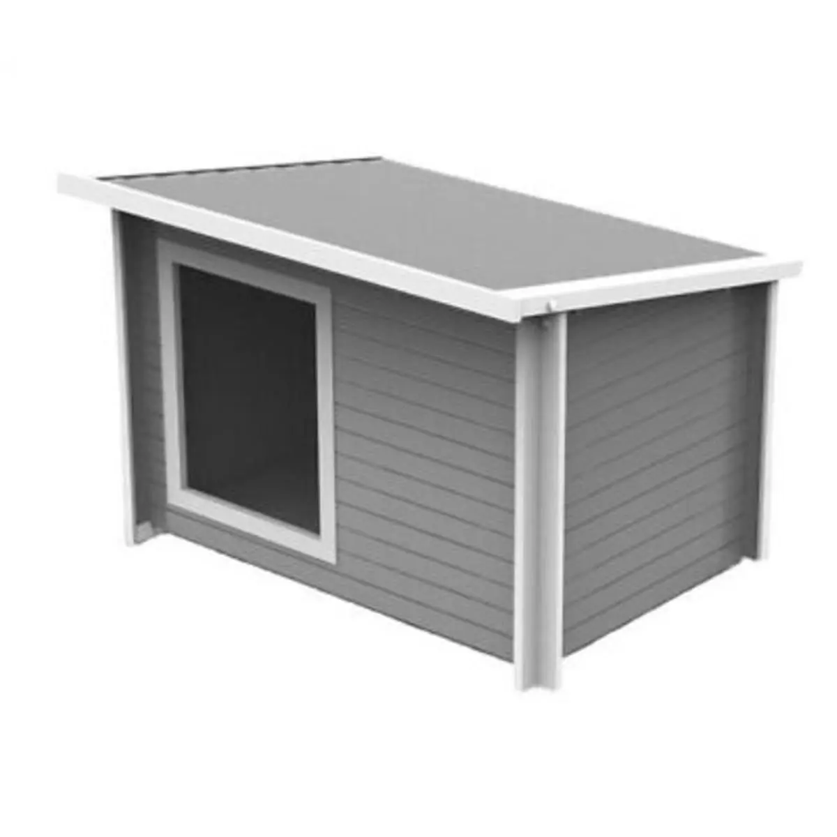 New Age Pet ECOH205JMB Rustic Lodge Gray Jumbo Dog House - Non-Toxic, Eco-Friendly, Waterproof, Moisture-Proof, Ecoflex Composite of Recycled Polymers & Reclaimed Wood Fiber, Raised Floor Design