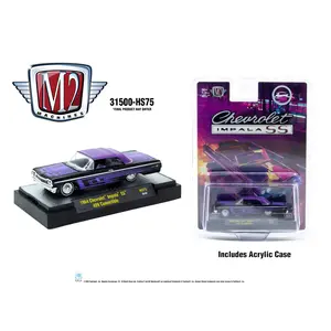 M2 1964 Chevrolet Impala SS 409 Convertible, Black, 1:64 Scale, Diecast Model Car