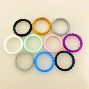 3Pcs/Set or 10Pcs/Set Thin Braided Silicone Rings for Women, Sporty and Flexible Design, Women's Daily Fashion Accessories