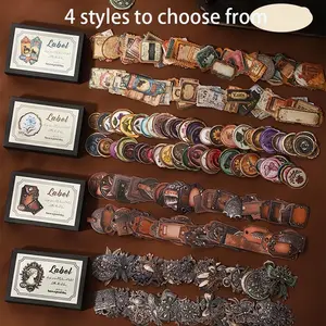 4 Styles 100 Sheets Per Pack Small Box Series Large Quantity Sticker Labels DIY Handmade Scrapbook Diary Cup Material