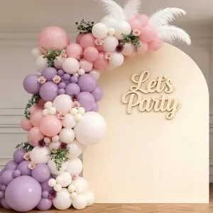 Thick Pastel Balloon Garland Arch Kit (143Pcs) – Pink, Purple, White, Lavender Latex Balloons, Festive Colorful Backdrop Decor for Bridal Shower, Wedding Party